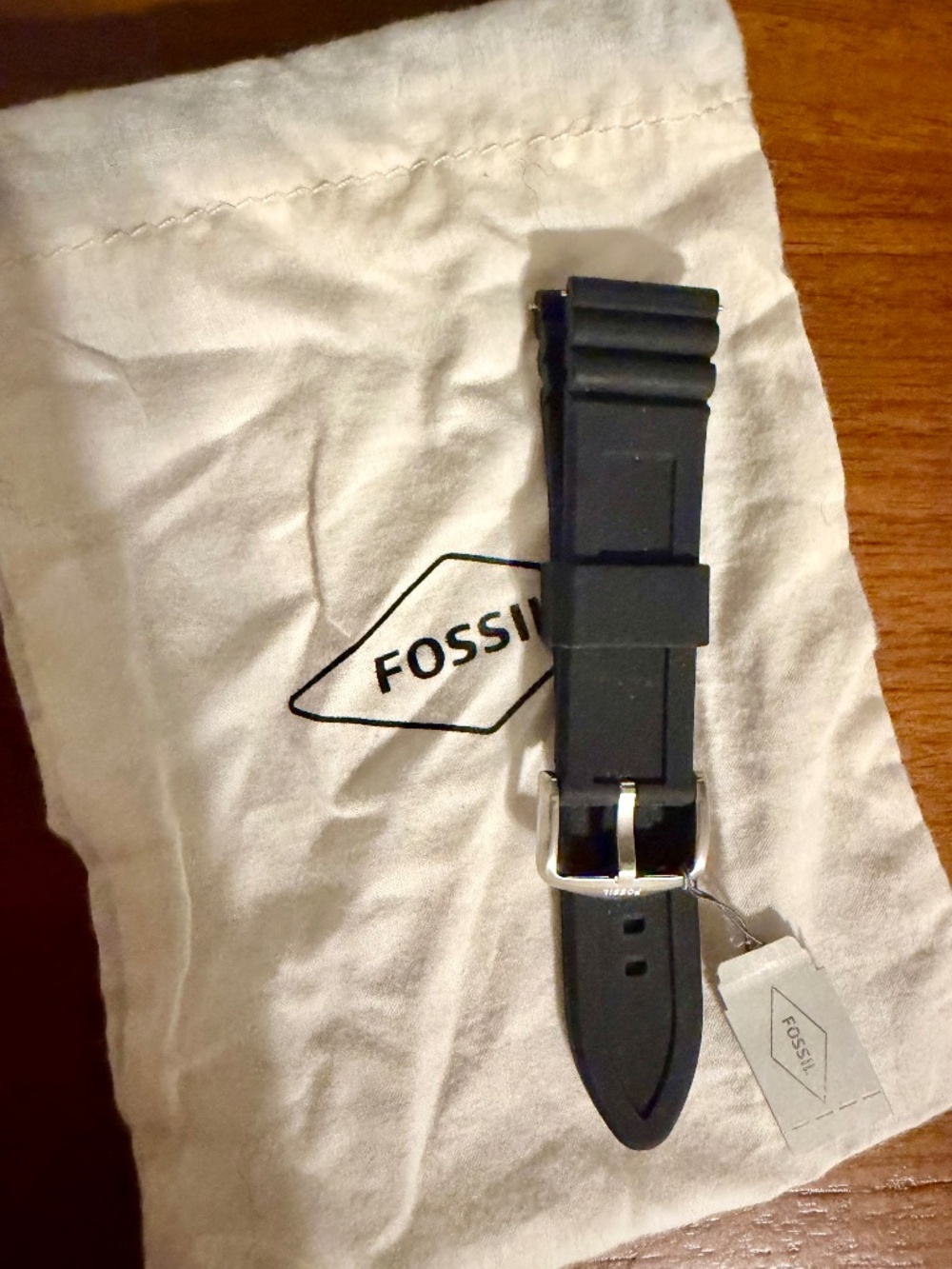 NWT Fossil 22mm Black Silicone Unisex Quick Release Watch Band